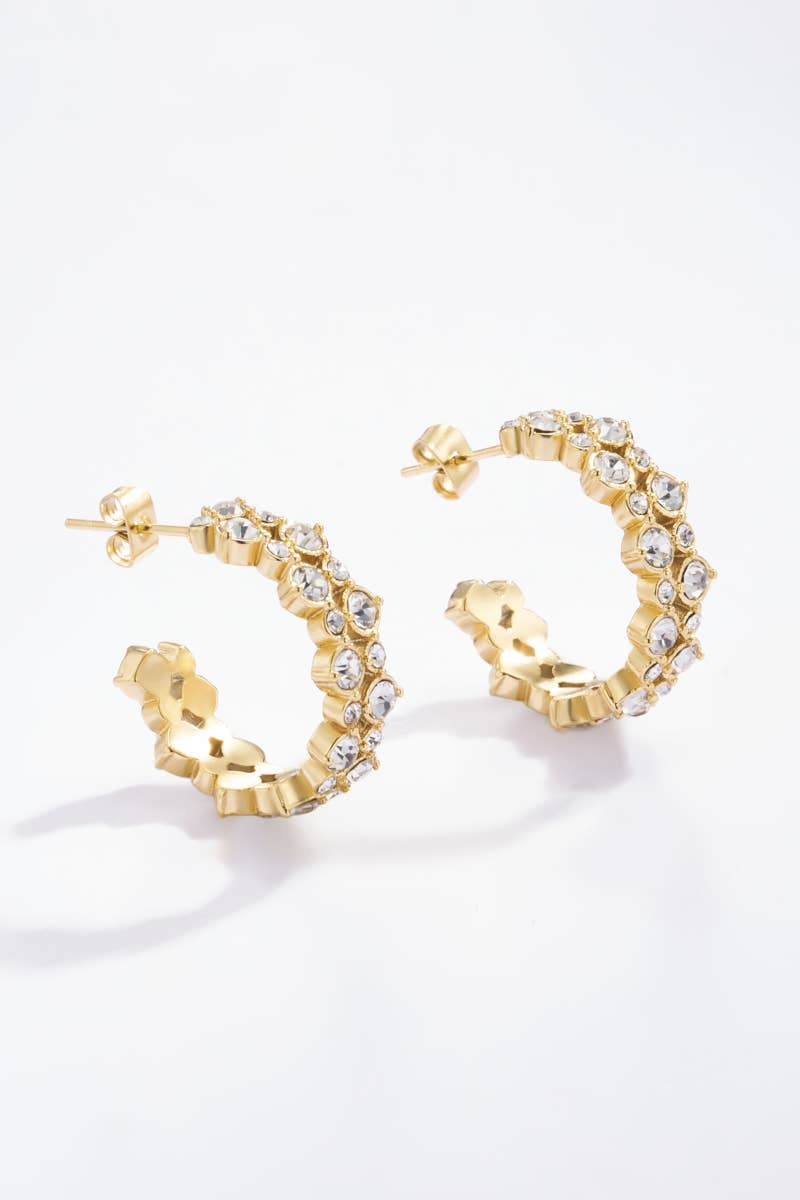 Rhinestone hoop earrings: Silver