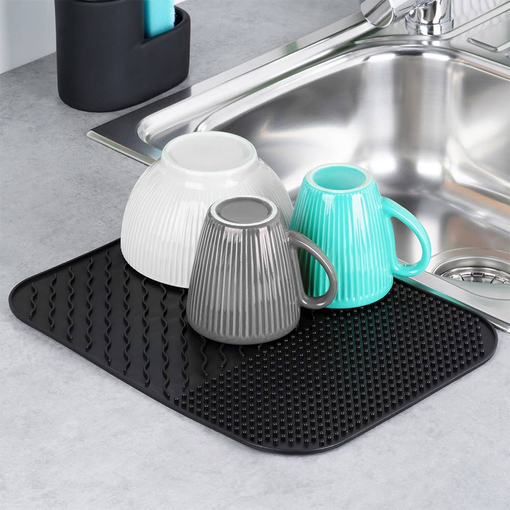 Dish Drying Mat Silicone Black 34x26.5 cm 229241