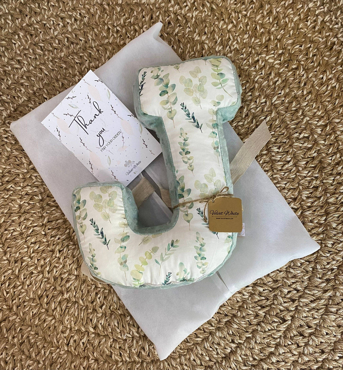 Personalized Letter A Pillow – Botanical Nursery Initial Cushion, Custom Monogram Baby Decor: B