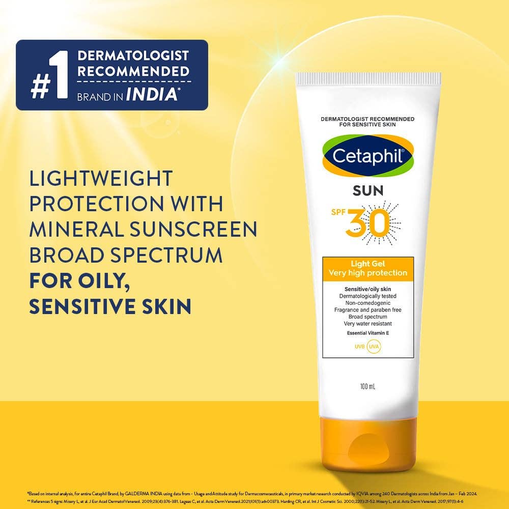 Cetaphil Sun SPF 30 Sunscreen Gel, Hydrate & Nourish With Chemical Free Sun Protection, 100 ml