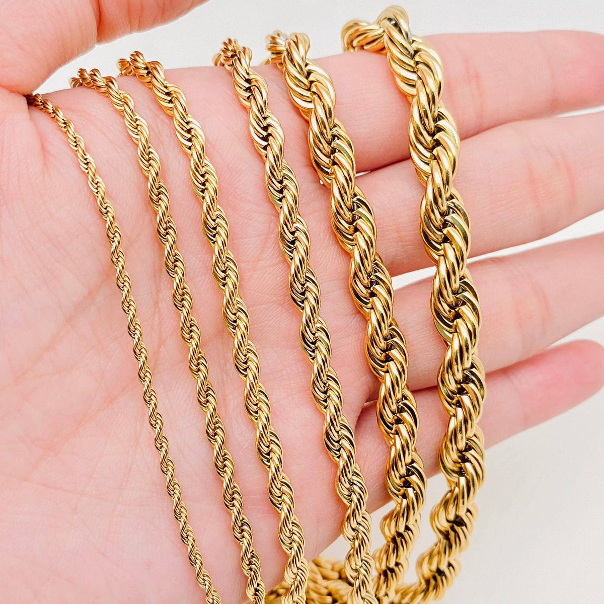 Twists Shape 18K Gold-plated Stainless Steel Chain - MJ/FGS: 8mm*600MM