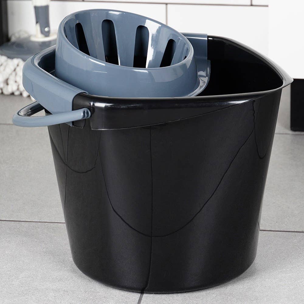 Mop Bucket with Squeezer Plastic Black 10 l 779081