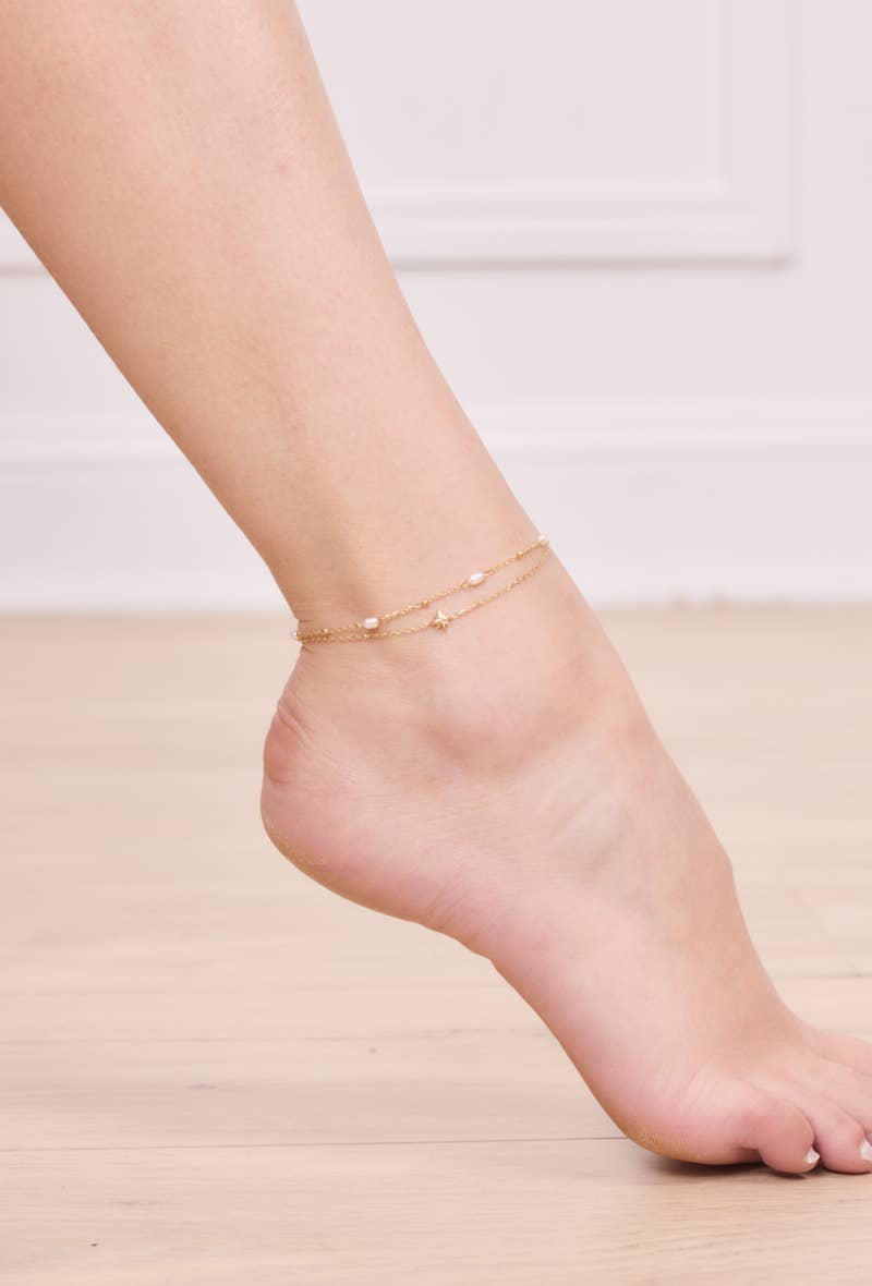 Stainless steel foot chain 624AQ05: Gold
