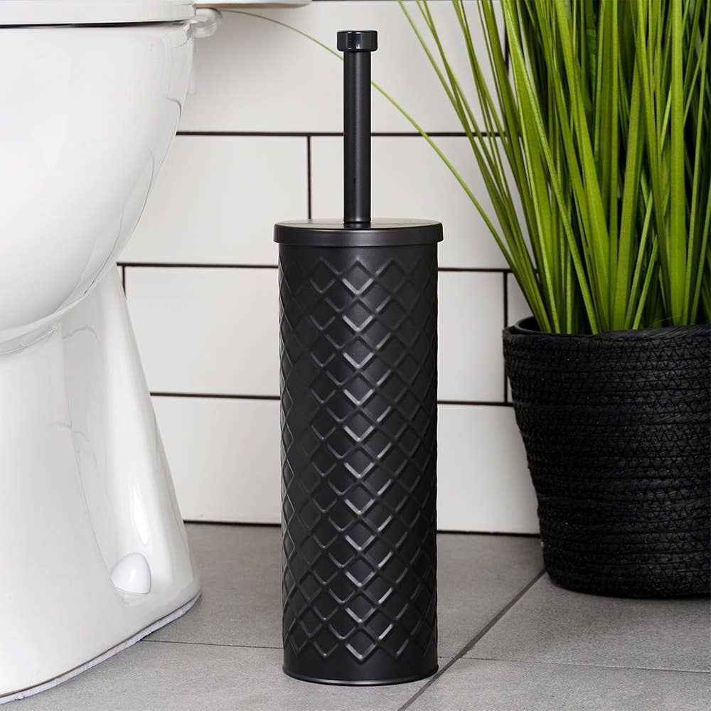 Toilet Brush with Stand Metal Black 38x10 cm 569962