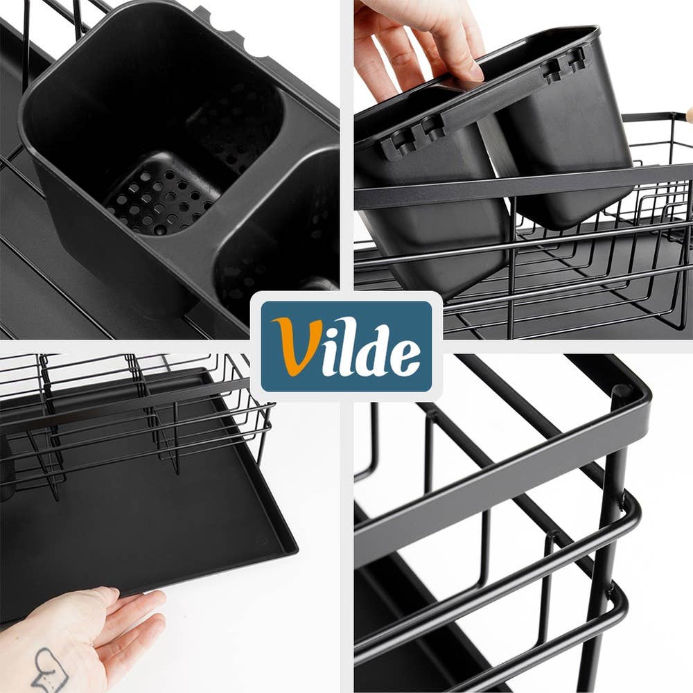 Dish Drainer Rack Black 43x32x14.5 cm 229044