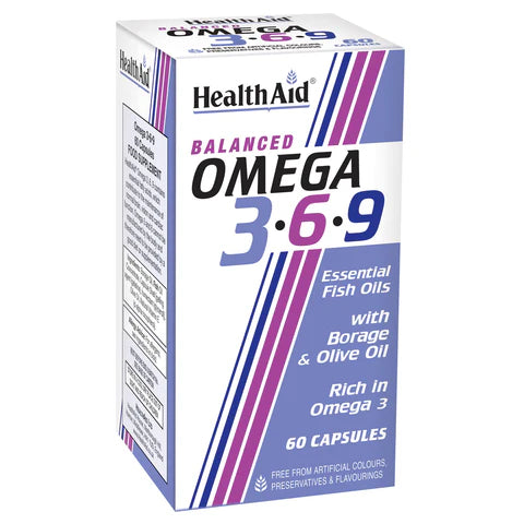 HealthAid Balanced Omega 3-6-9 Capsules - Cardiovascular, brain, and joint health support.