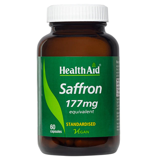 HealthAid Saffron 177mg Capsules - Natural support for mood and cognition.