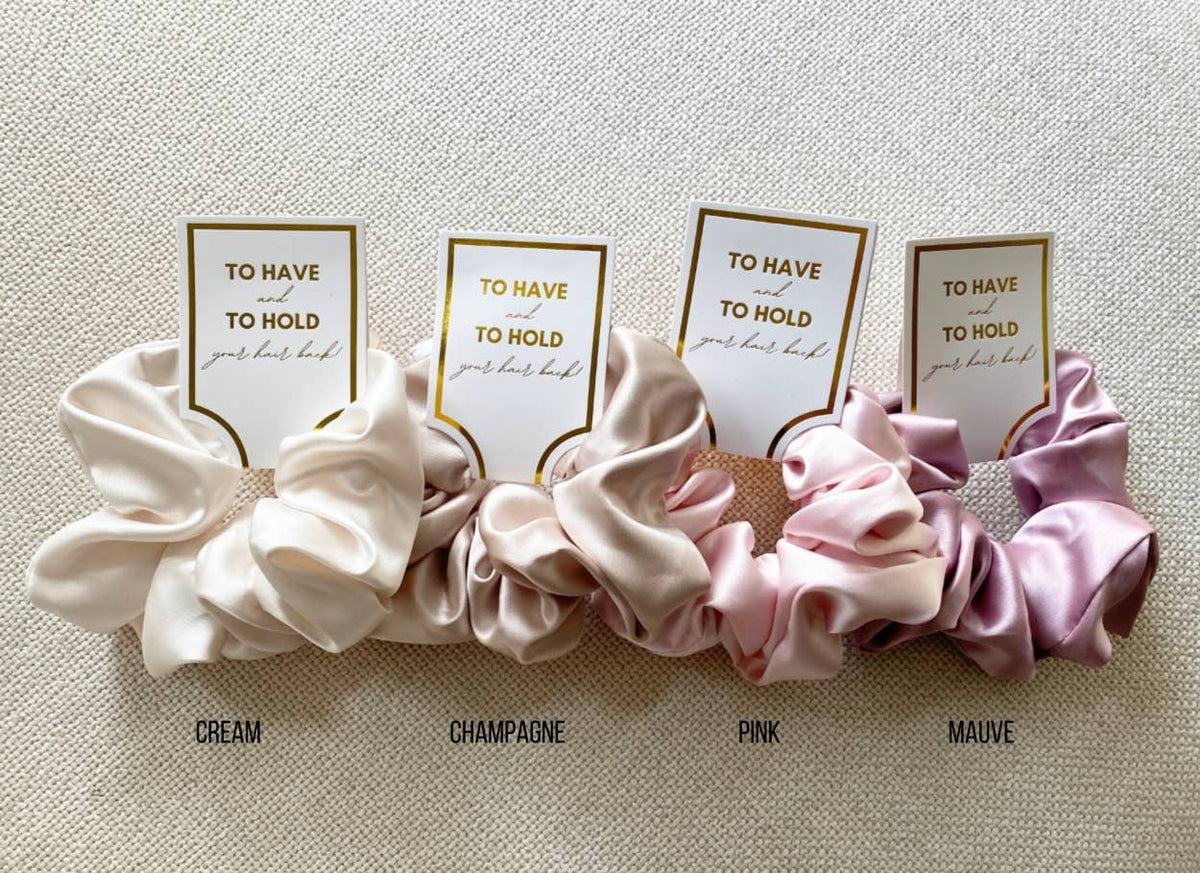 Silk Satin Soft Scrunchies - GRACE: CHAMPAGNE / ONE SIZE