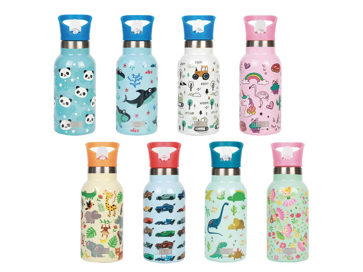 Kids Stainless Steel Water Bottle 350ml (8 Designs)