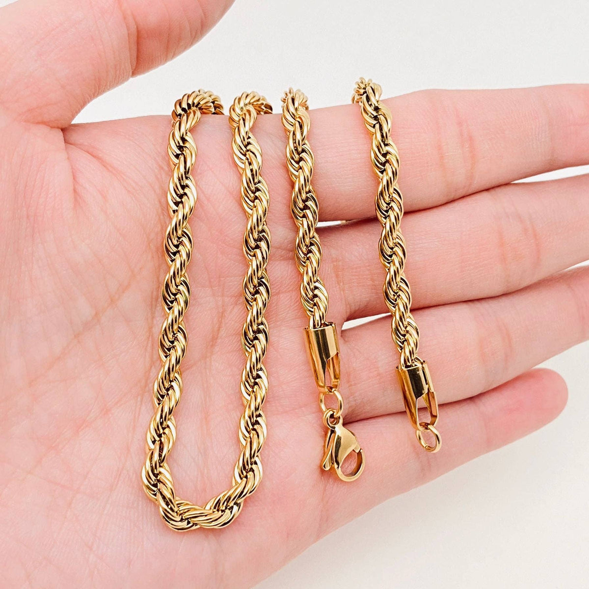 Twists Shape 18K Gold-plated Stainless Steel Chain - MJ/FGS: 8mm*600MM