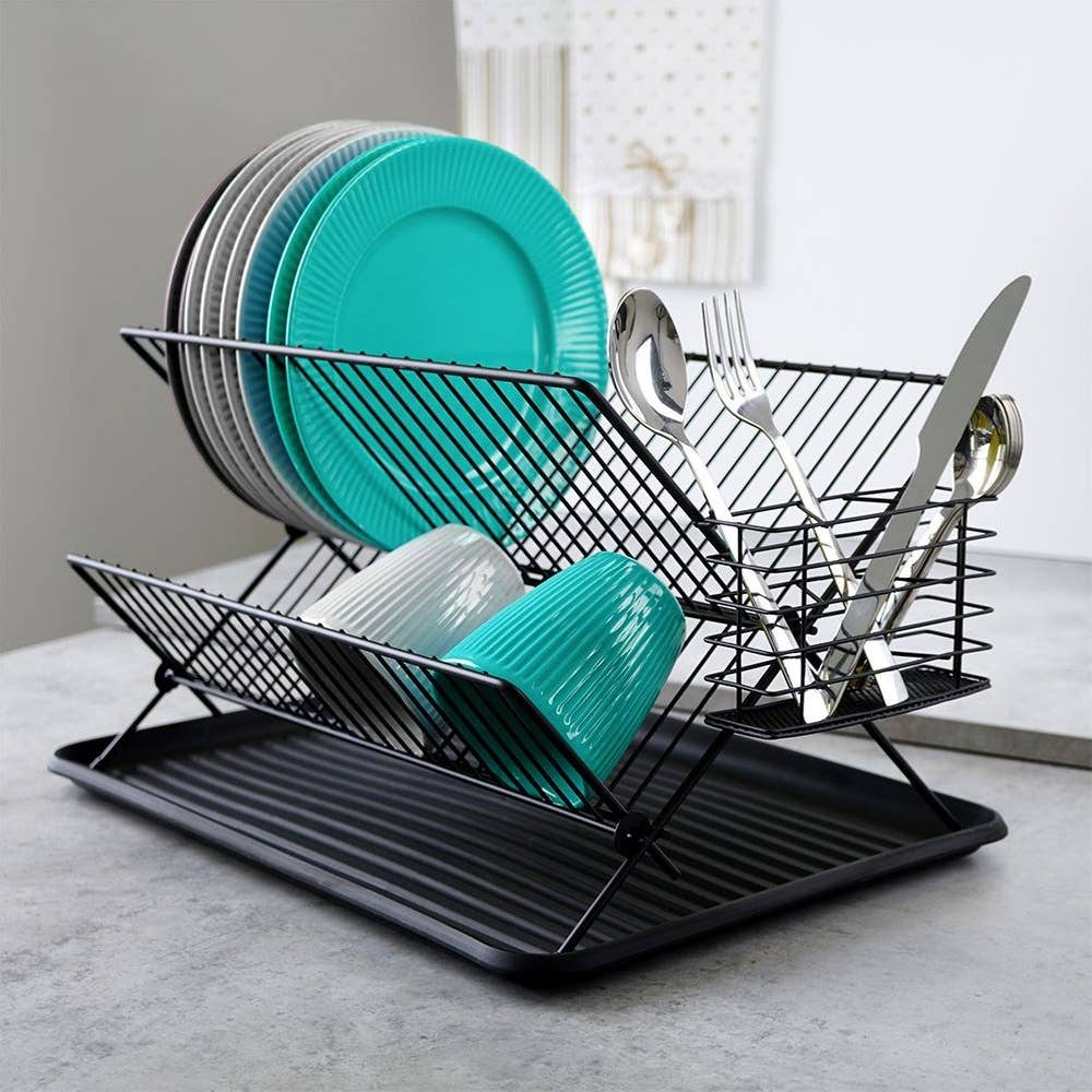 Dish Drainer Rack Black 45x32x25.5 cm 150622