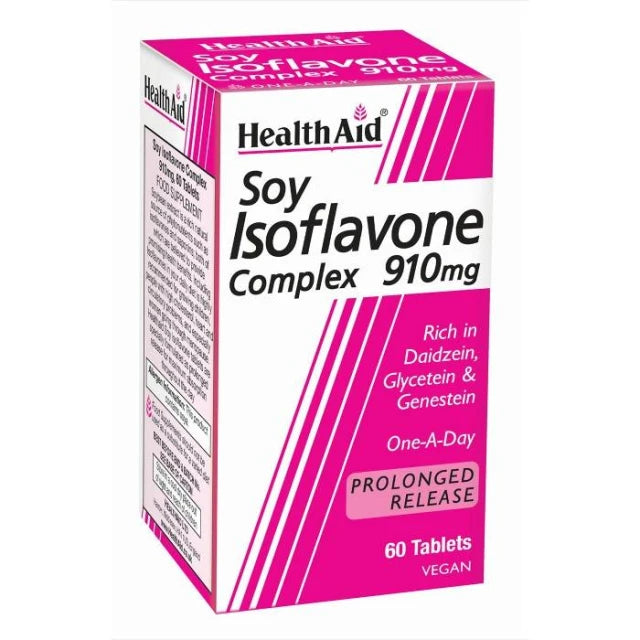 HealthAid Soya Isoflavone Complex 910mg 60 Tablets - Natural support for hormonal balance.