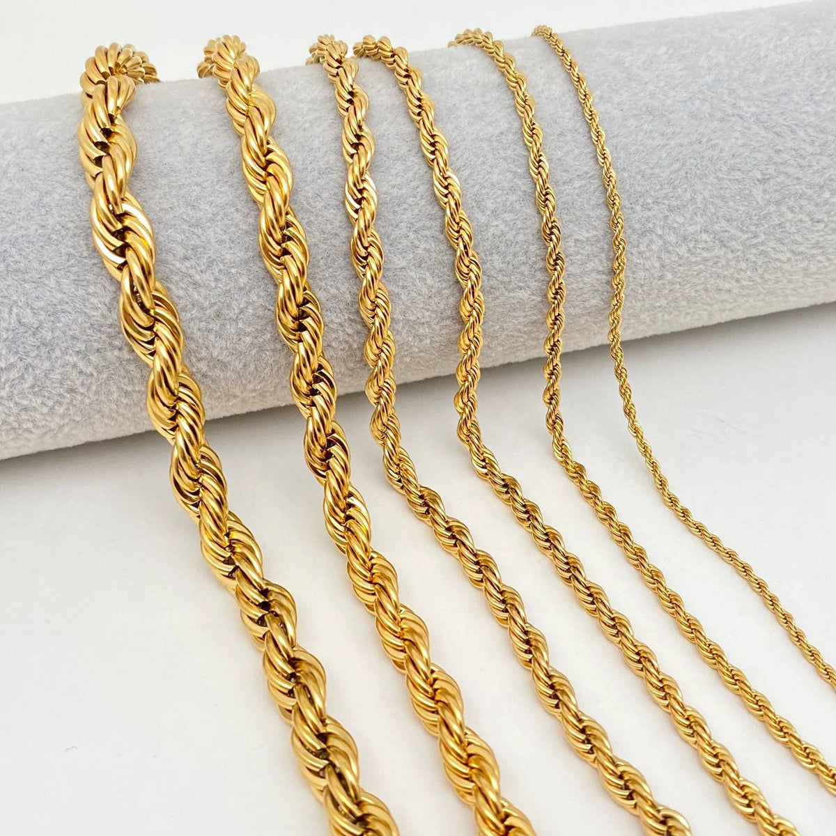 Twists Shape 18K Gold-plated Stainless Steel Chain - MJ/FGS: 8mm*500mm