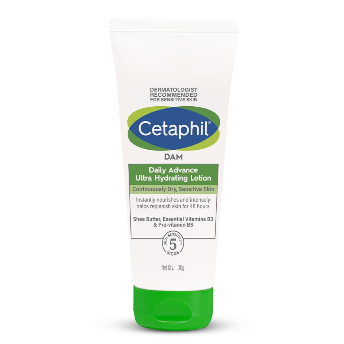 Cetaphil DAM Daily Advance Ultra Hydrating Lotion for Dry, Sensitive Skin| Moisturiser with Shea Butter| Non-Greasy, Fragrance-Free: 100g