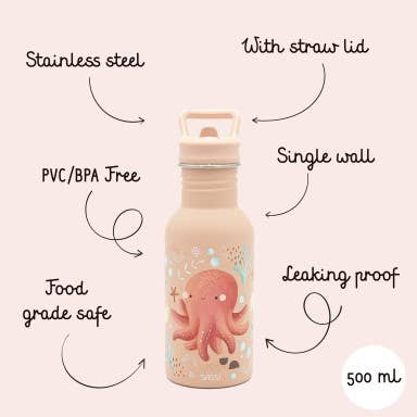 Stainless Steel Bottle - 500 ml - Slurpy The Octopus