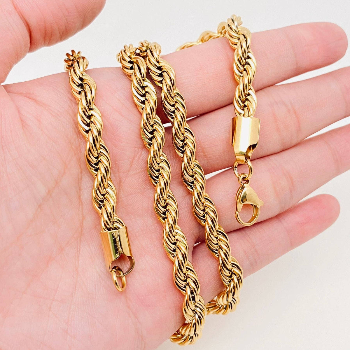 Twists Shape 18K Gold-plated Stainless Steel Chain - MJ/FGS: 6mm*600mm
