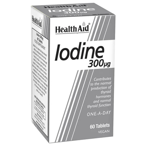 HealthAid Iodine 300µg Tablets - Support for thyroid function and cognitive health.