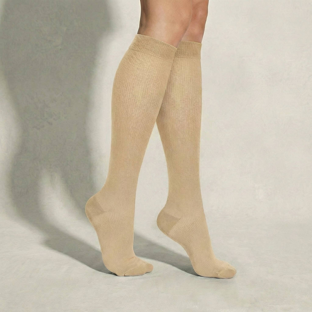 Knee-High Compression Socks (15–20 mmHg) — Sand