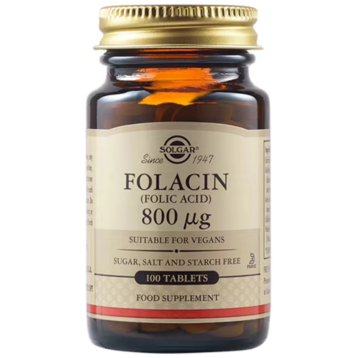 Solgar Folacin (Folic Acid) 800 µg - Supports maternal health, fetal development, and overall well-being.