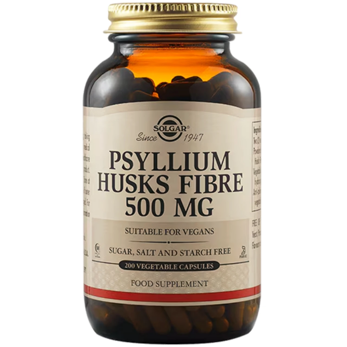 Solgar Psyllium Husks Fibre 500 mg - Promotes digestive health and regularity.