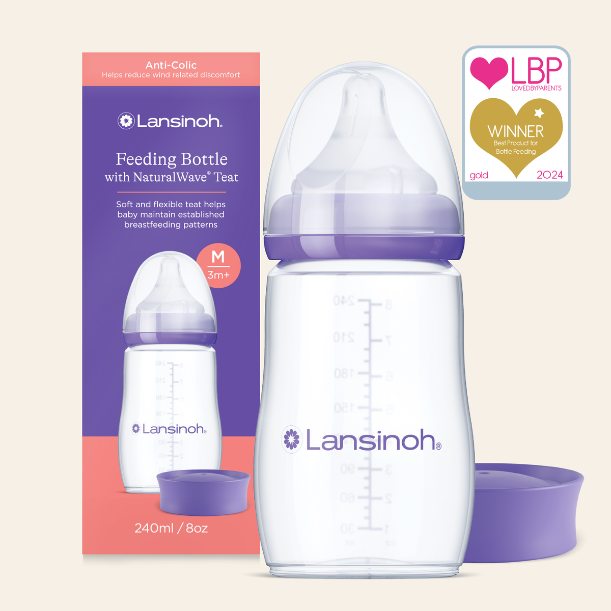 Lansinoh Feeding Bottle 240ml (Natural Wave)