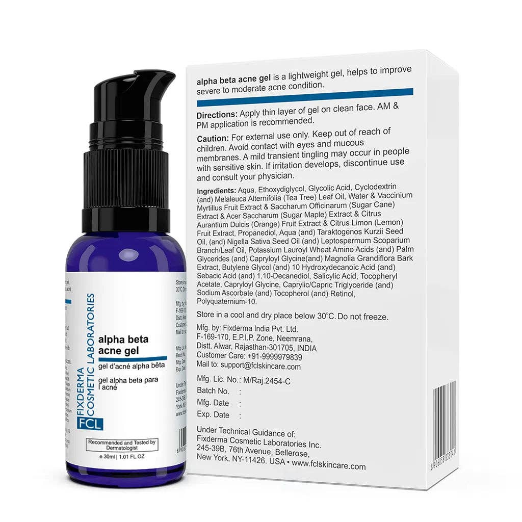 FCL Alpha Beta Acne Gel | 30 ml |  Salicylic & Glycolic Acid – Clears Breakouts & Unclogs Pores