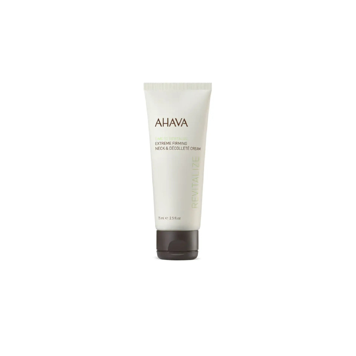 Ahava Extreme Firming Neck & Décolleté Cream with Dead Sea minerals and Red Microalgae for firming, smoothing, and hydrating the eye area.