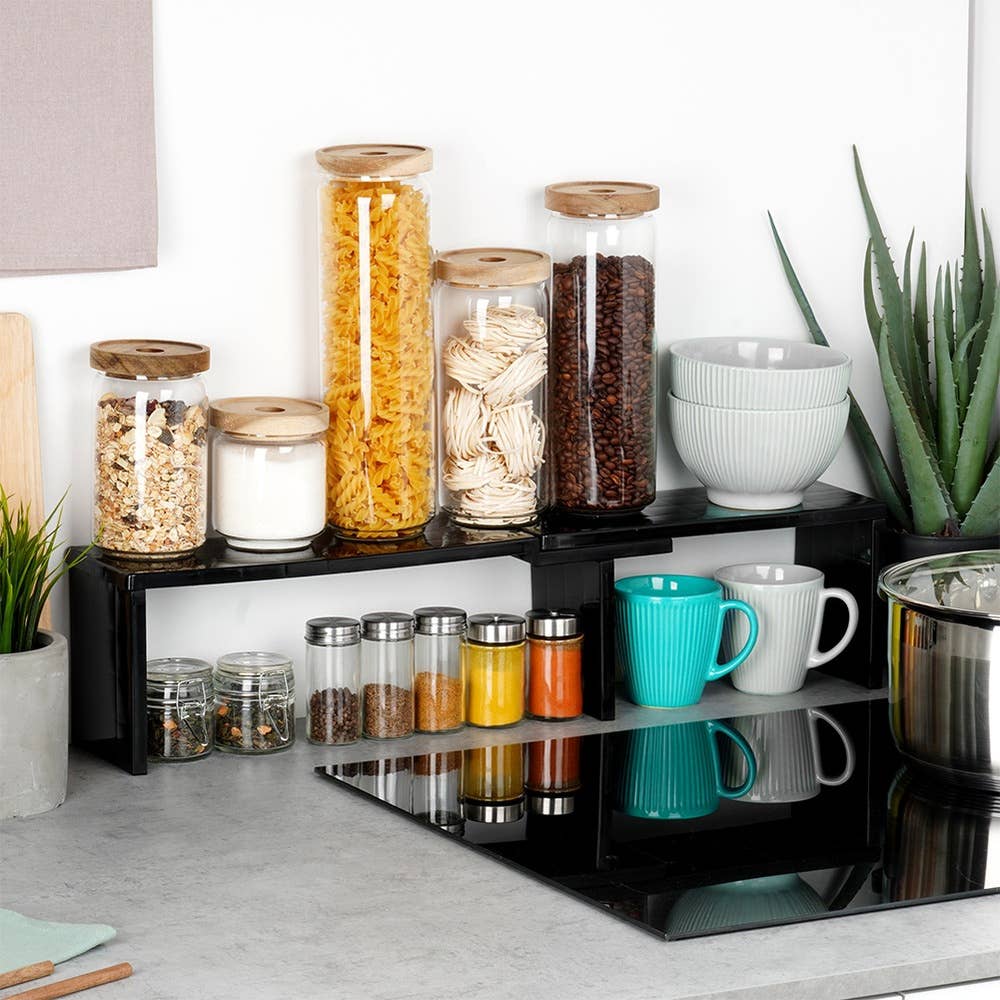 Kitchen Shelf Corner Black 47x32x15.5 cm 229207