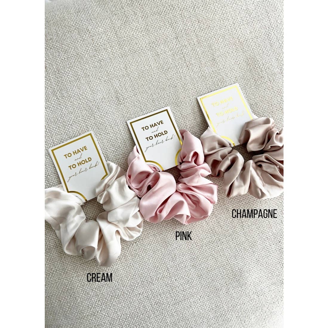 Silk Satin Soft Scrunchies - GRACE: CHAMPAGNE / ONE SIZE
