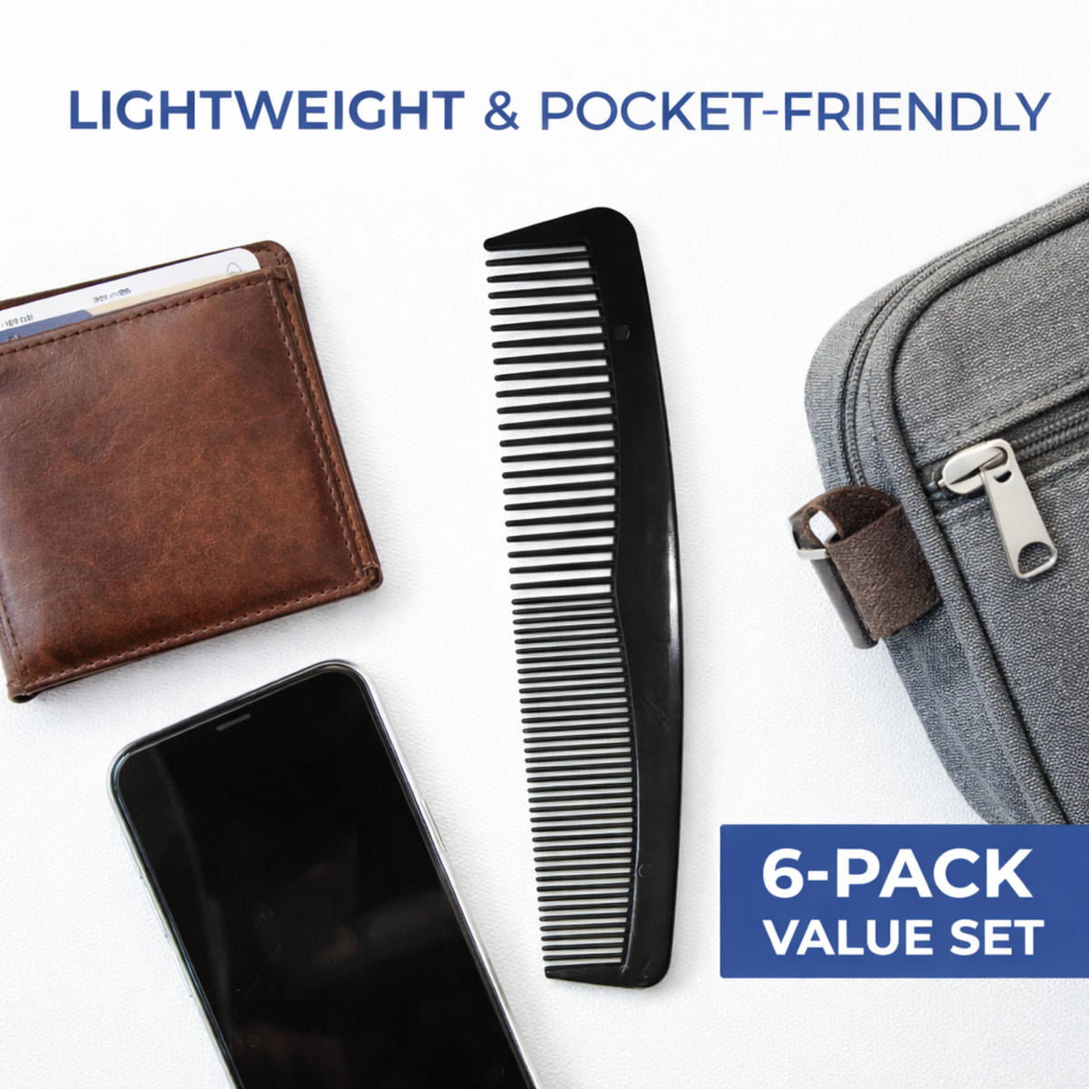 GENTS 144 Bulk Pack Pocket Combs Black