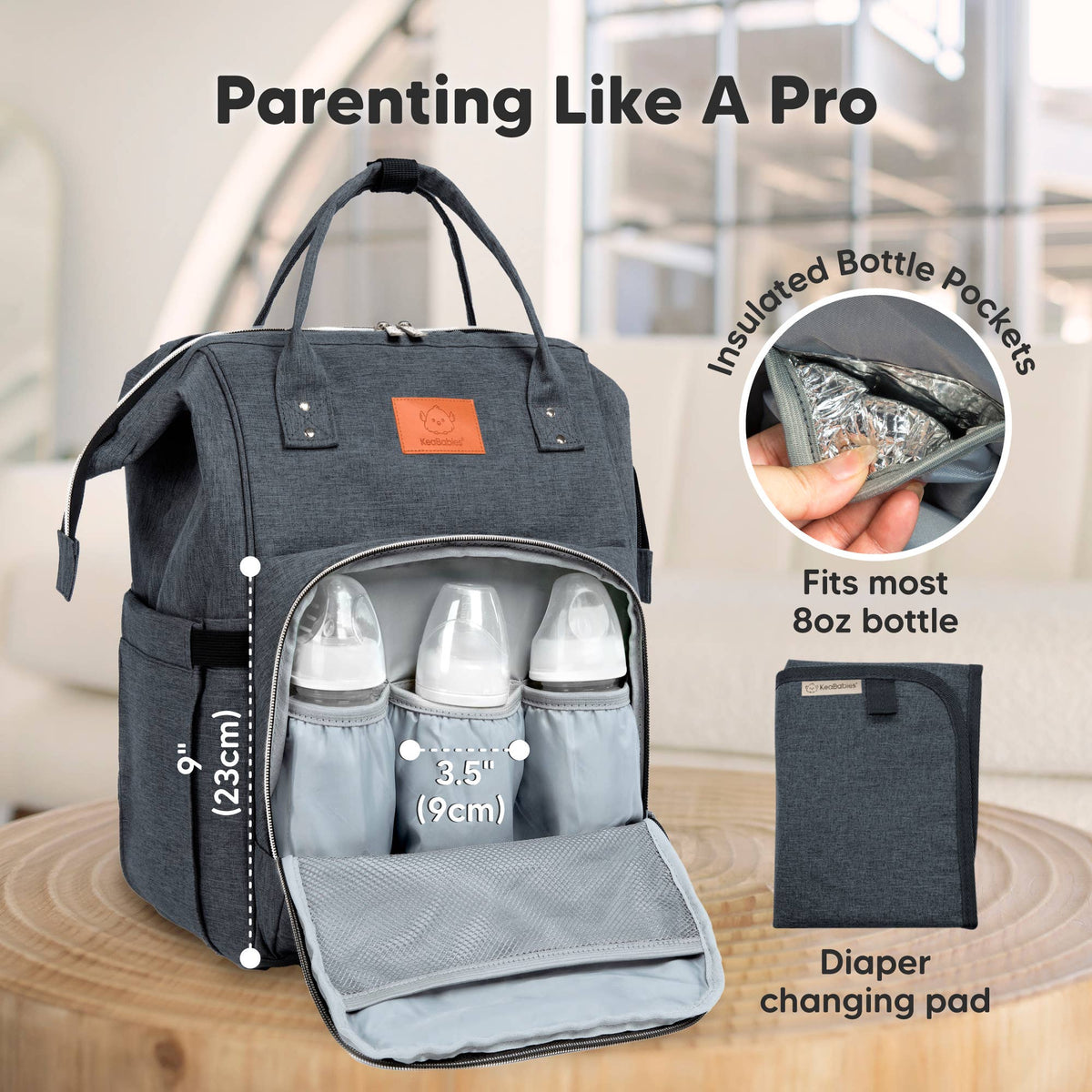 Original Diaper Bag Backpack, Baby Bags with Changing Pad: Mystic Gray