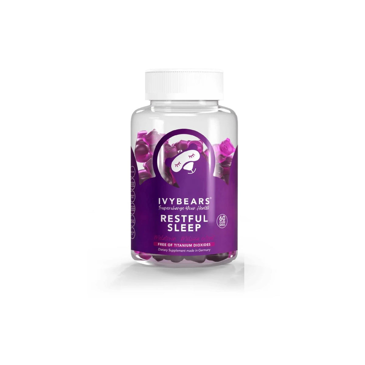 Ivybears Restful Sleep Vitamins â€“ Blackcurrant-flavored gummies to promote natural sleep and reduce stress.