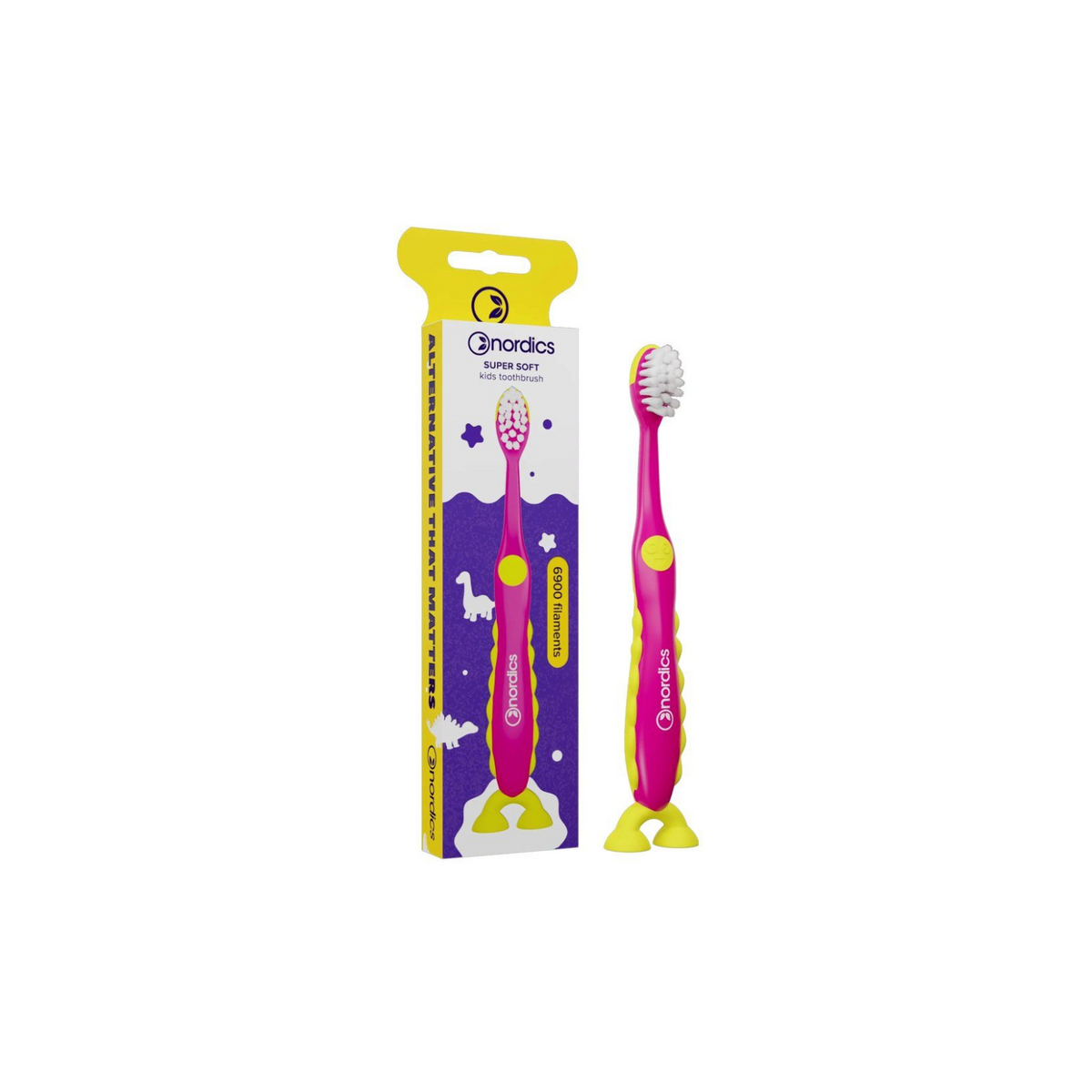 Nordics DINO Pink/Yellow SOFT 6900 toothbrush Kids (2+ y)